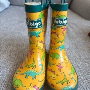 Hibigo Kids Yellow Dinosaur Rain Boots